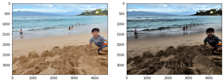 Original image vs the image after histogram equalization