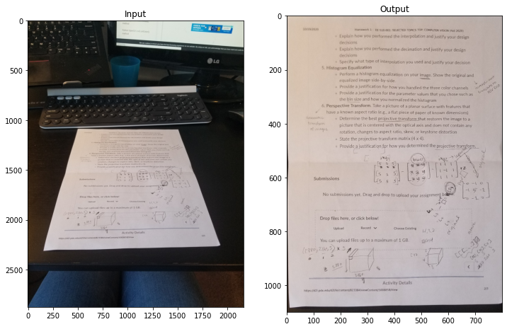Trapazoid input to rectangle output