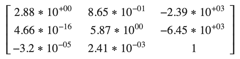 3 x 3 Projective Transform Matrix